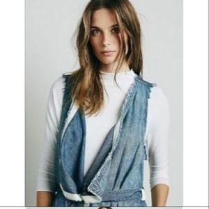 Free People Faye Denim Maxi Vest - L